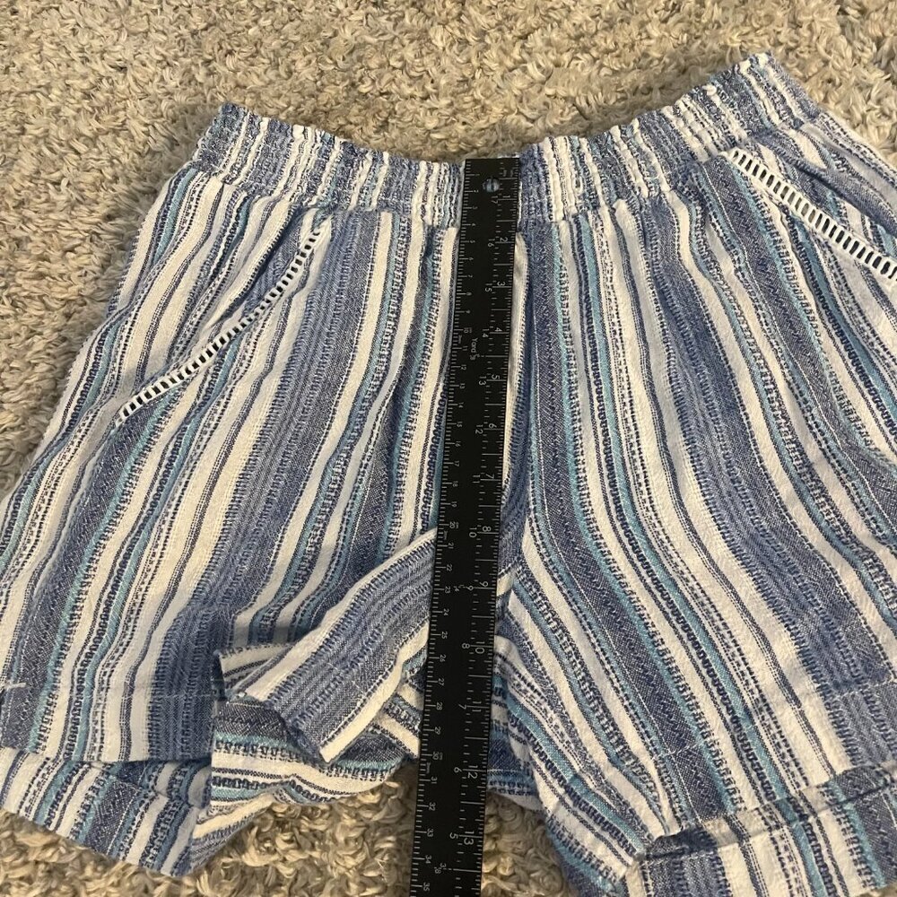 Briggs Blue White Striped Pull On Shorts Size S Textured Summer - Picture 4 of 8